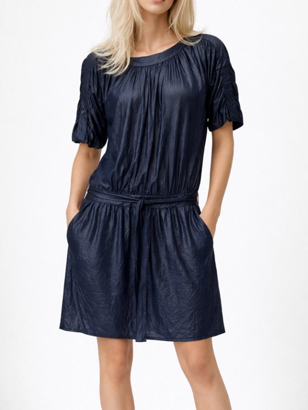 BCBGMAXAZRIA Margie Metallic Blue Drop Waist Party Dress Small Y2K
